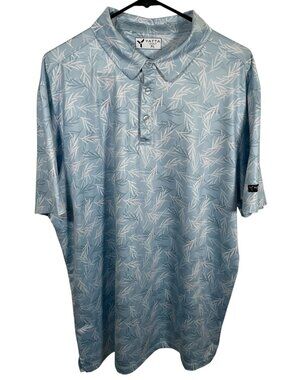 Yatta Golf Polo Shirt Mens XL Blue White Foliage Ombre Performance Casual